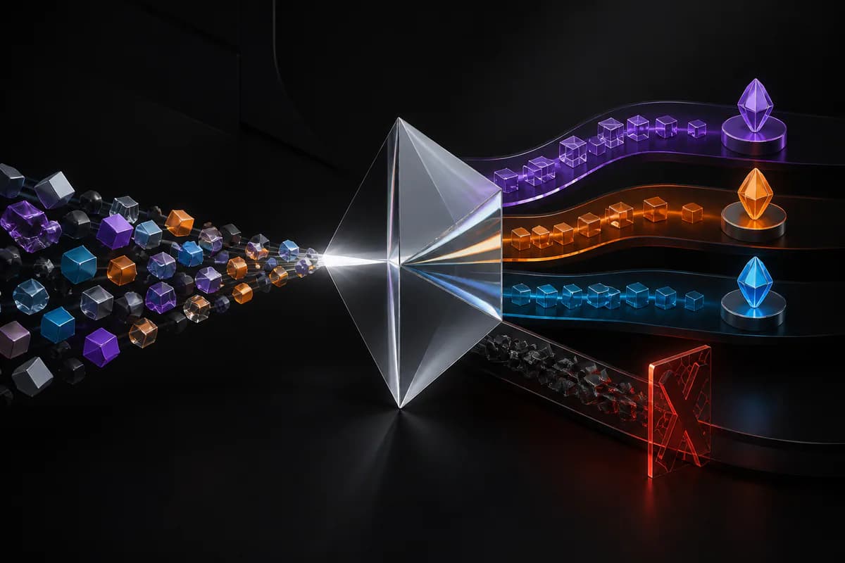 Mixed information passes through a classification prism into protected sensitivity channels