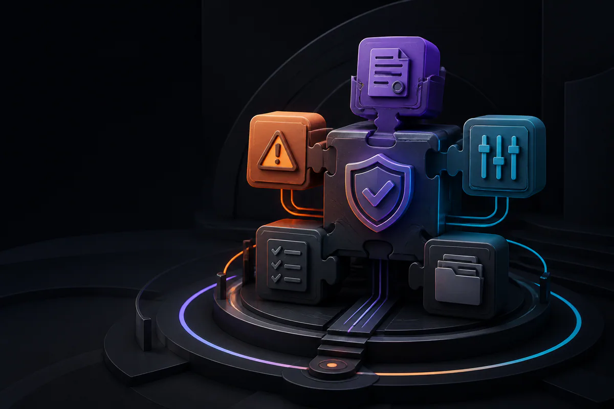 Risk, control, task and evidence modules combine into a living information security management system
