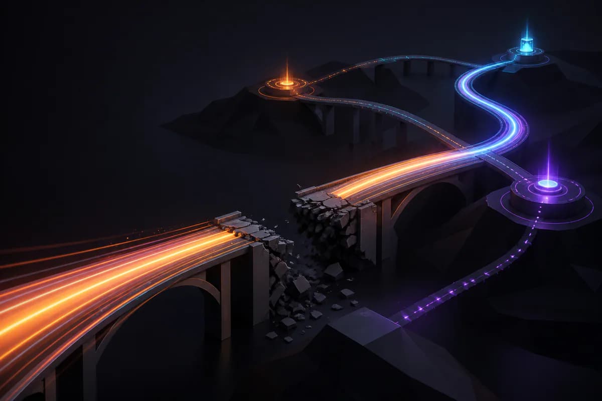 Critical business operations continue across redundant routes while one path is disrupted