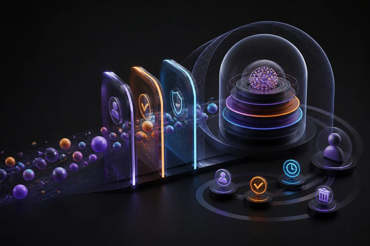 Personal data passes through privacy choices into a governed and protected lifecycle