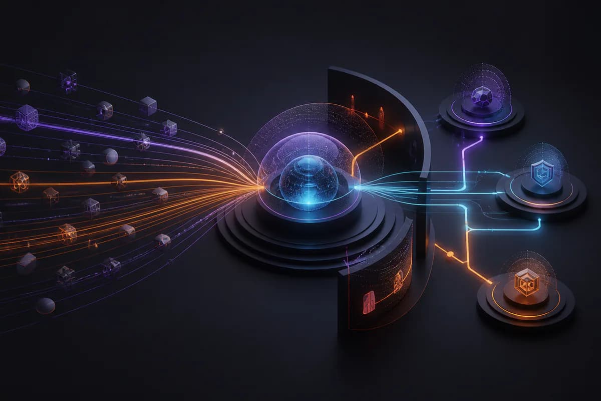 Security telemetry converges into a detection and response core while blind spots are illuminated